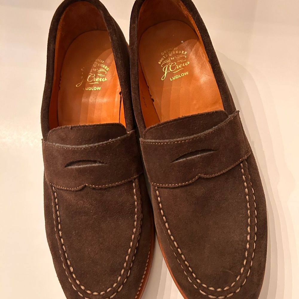 J. Crew Dark Brown Suede Slip-On Loafers
